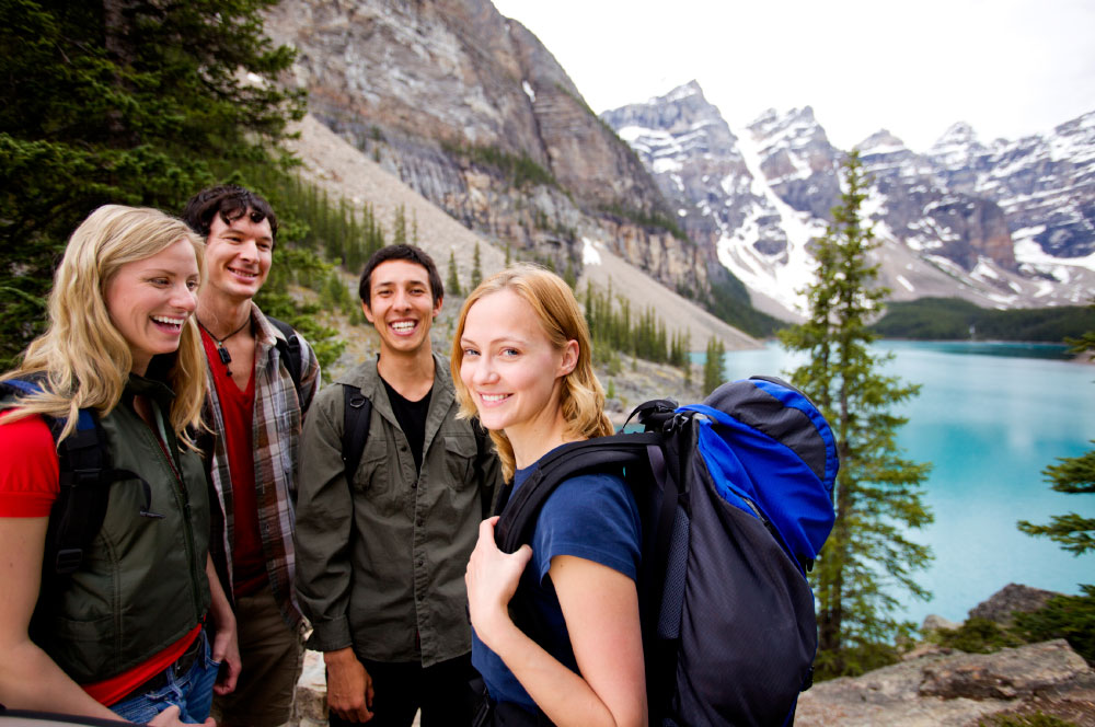 Group of Students Backpacking